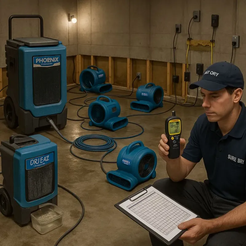 Structural Drying and Dehumidification process in San Bernardino, CA